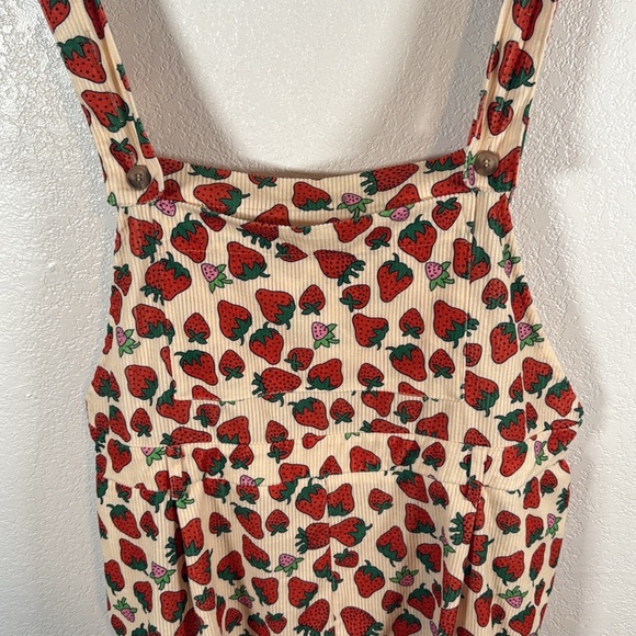 Cider Off White Strawberry Corduroy Short Overalls Size 3X - Picture 2 of 7